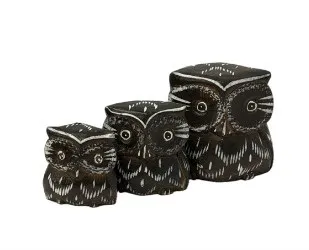 Набор Фигурка из дерева совы с перьями 3шт 6*19*8см 4165704